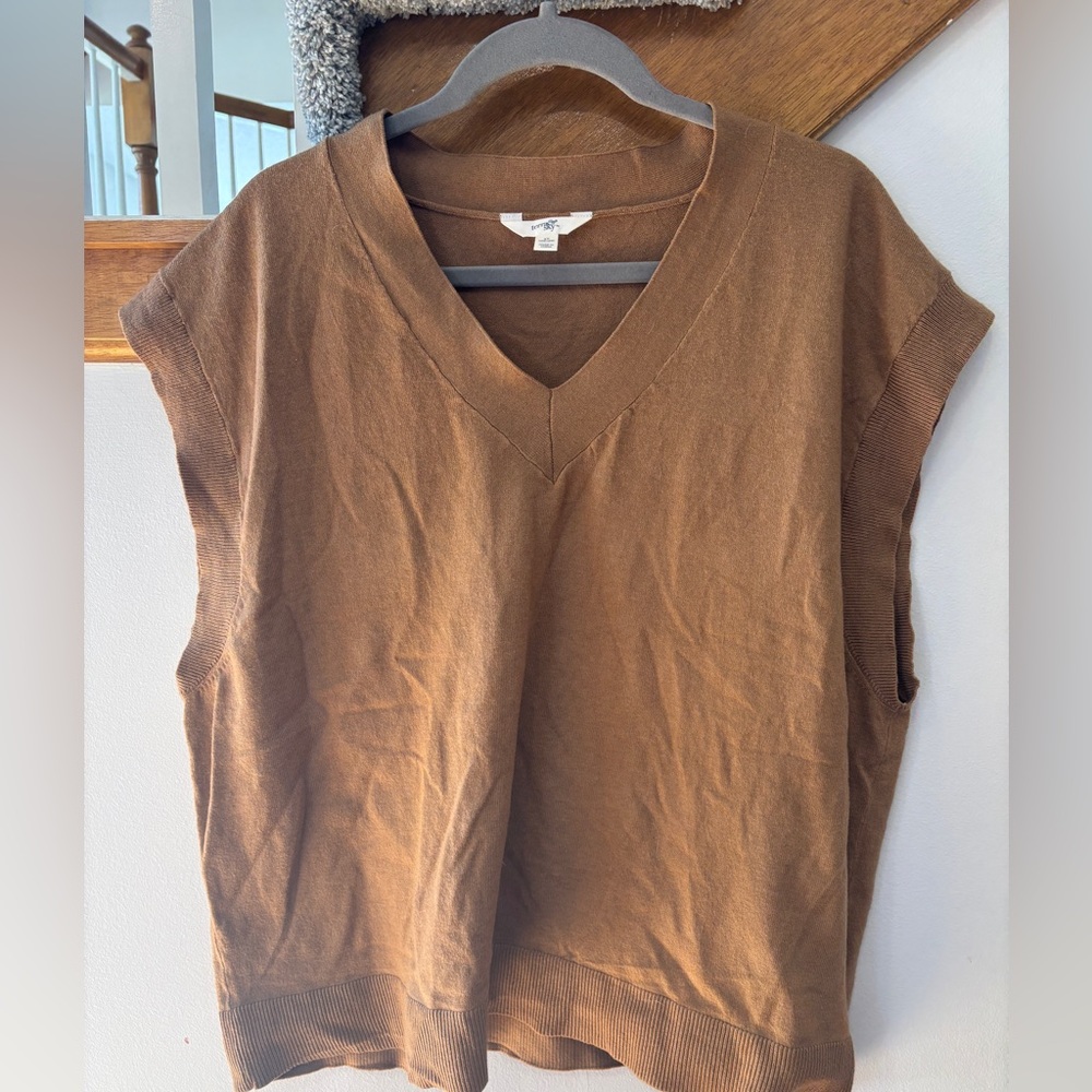 Terra & Sky Brown V-Neck Sweater Vest